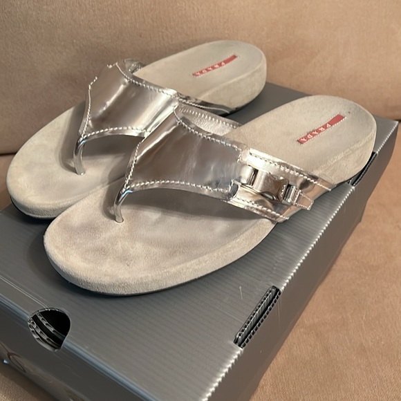 Prada Silver Calzature Donna Wedge Sandals - Picture 4 of 9